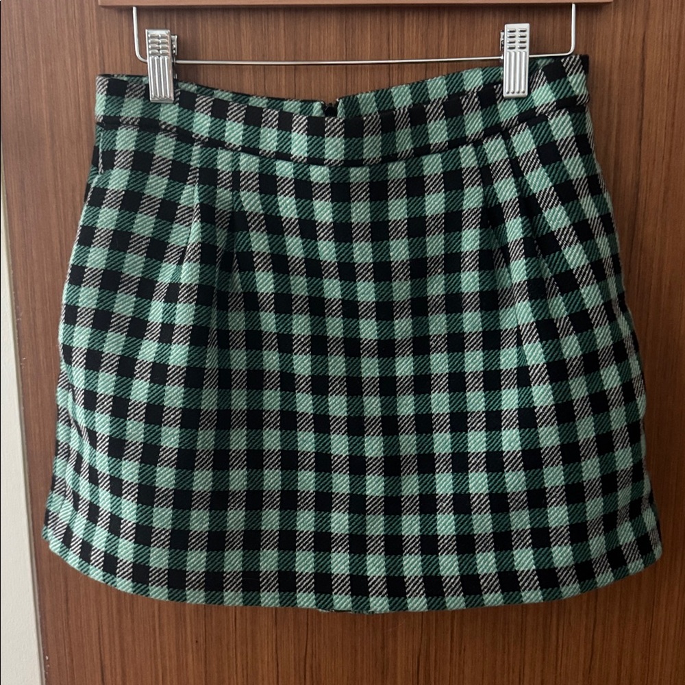 RED Valentino Checkered Skirt in Green and Black